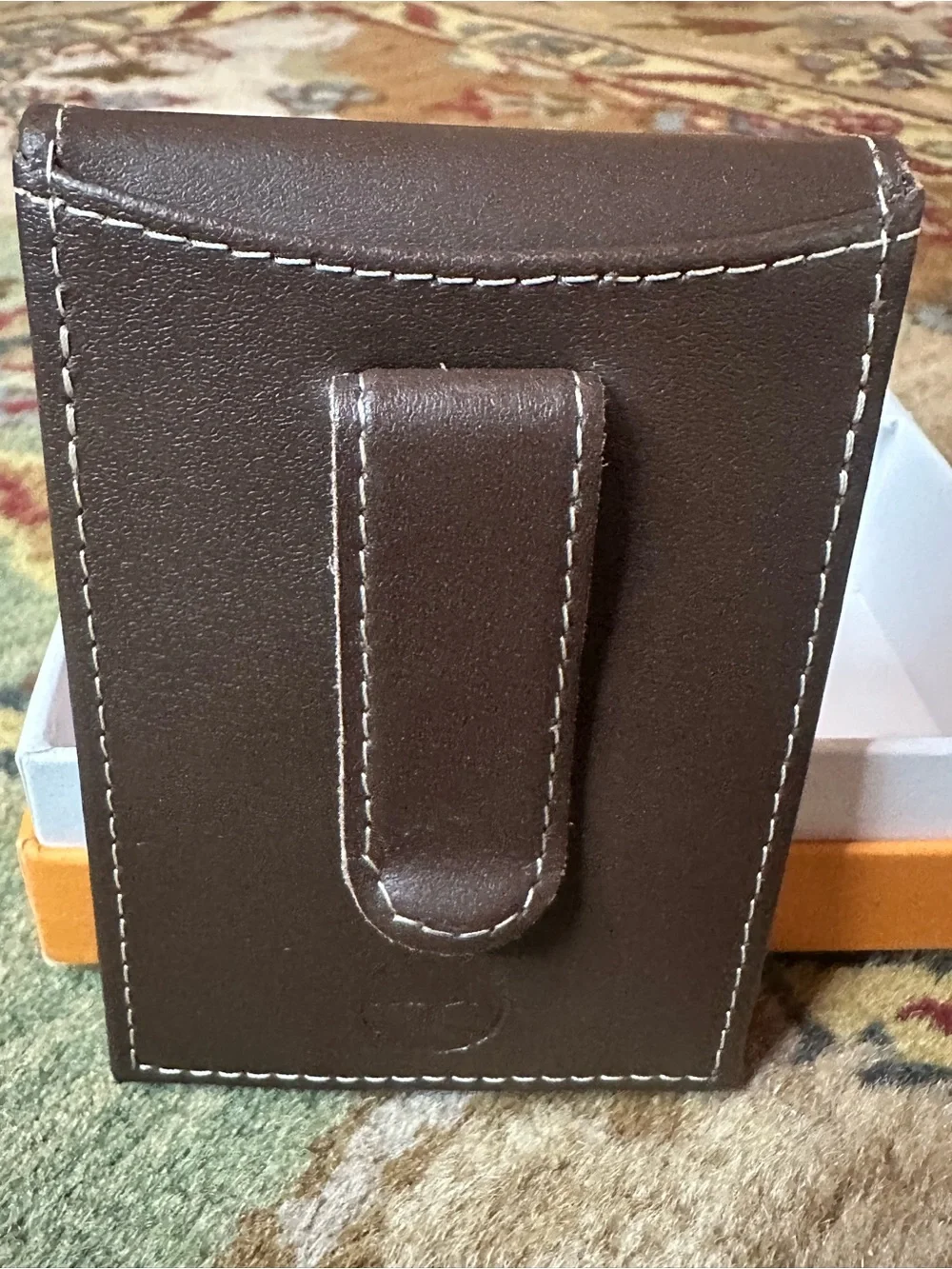 Timberland Dark Brown Genuine Leather Money Clip Wallet